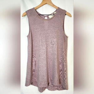 Cynthia Rowley Womens 100% Linen Top Size M Muted Lilac Rhinestones Resort‎